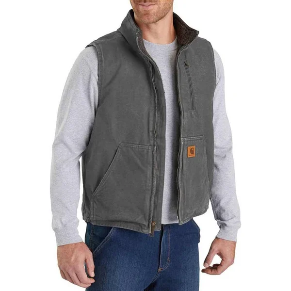 Carhartt Men's Sherpa Lined Mock Neck Vest, Gravel, XL