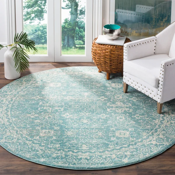 Safavieh Evoke EVK270D 5&1x22 x 5&1x22 Square Light Blue - Ivory Area Rug