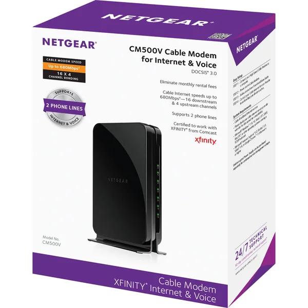 Netgear CM500V Cable Modem for Internet & Voice-DOCSIS 3.0