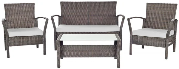 Safavieh Avaron 4 PC Outdoor Set - Brown - Grey