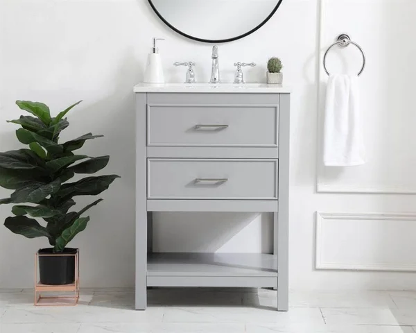 Elegant VF19024GR 24 inch Single Bathroom Vanity in Grey