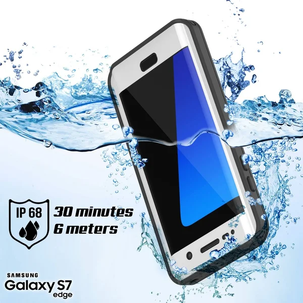 Galaxy S7 Edge Waterproof Case - Punkcase [Extreme Series] [Slim Fit] Armor Cover w/ Built in Screen Protector [Black] - Black