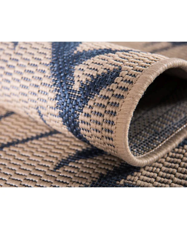 Unique Loom Branch Outdoor Area Rug - 4& x 6& (Beige/Blue)