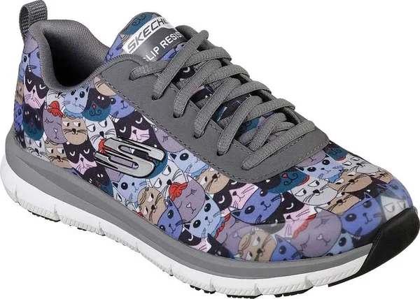 Skechers Work Comfort Flex SR - HC (Grey/Pink) Women's Shoes