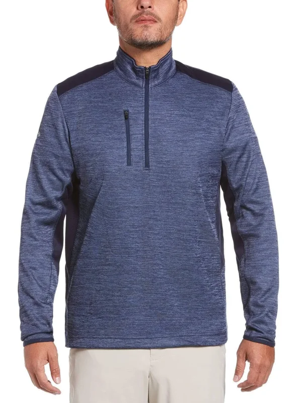 Callaway Men's Dual Action Aquapel Block Swing Tech 1/4 Zip Pullover - Peacoat Heather Blue, Size Medium, 100% Polyester