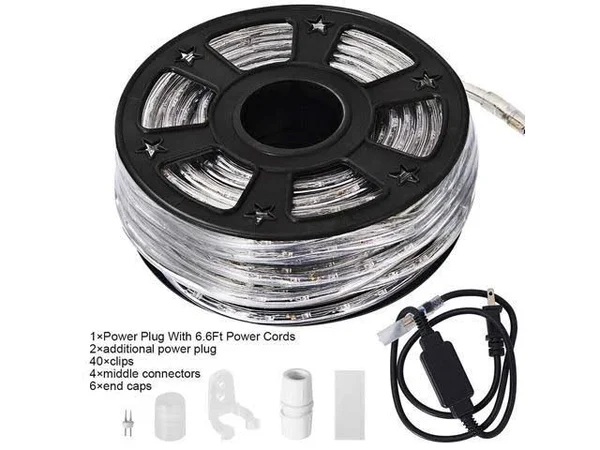 Tangkula 100 ft 2 Wire LED Rope Lights 110V 100ft String Lights Waterproof & Connectable, Ideal for Indoor/Outdoor Use, Back