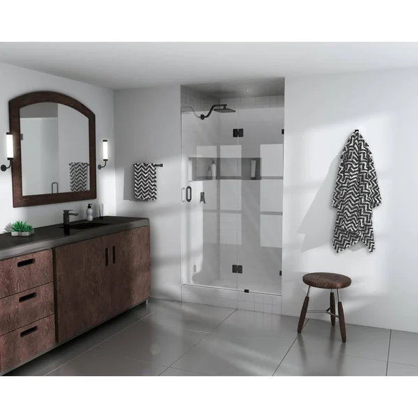 Glass Warehouse GW-GH-44-75-MB 44.75x22 x 78x22 Hinged Frameless Shower Door Finish: Matte Black