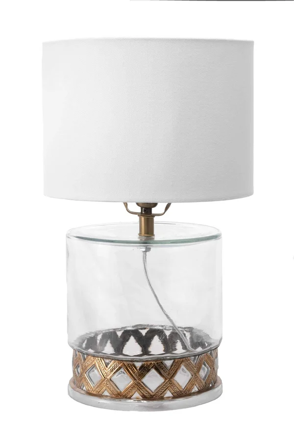 nuLOOM 12x22 Laurel Coronated Glass Canvas Shade Table Lamp, Clear