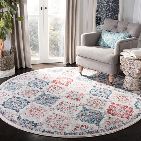 Safavieh Brentwood BNT815A 6&7x22 x 6&7x22 Round Cream, Blue Area Rug