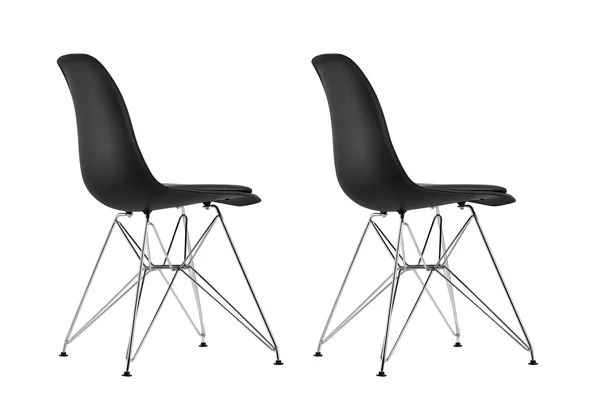 DHP Mid Century Modern Molded Chair with Upholstered SEAT, Set of 2, Black
