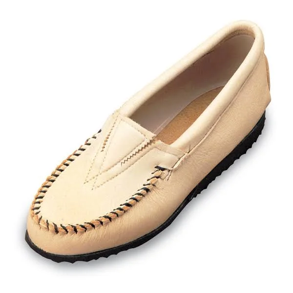 Women's Minnetonka Deerskin Gore Front Crepe Sole - Size: 10, White