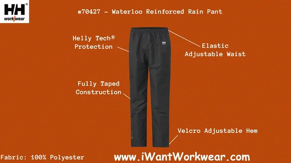 Helly Hansen 70427 Waterloo Rain Pants - Black - 2XL