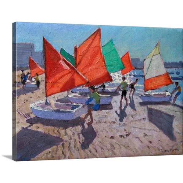 GreatBigCanvas Red Sails - Royan, France by and 18-in H x 24-in W Abstract Print on Canvas, 2337419-24-24X18