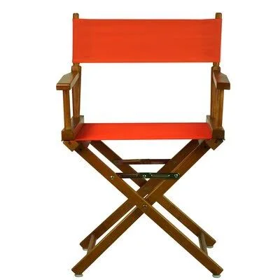 Folding Director Chair Fabric Color: Orange - Frame Color: Honey Oak