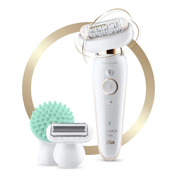 Braun Epilator Silk-閜il 9 9-020 with Flexible Head, Facial Hair Removal for Women, Shaver & Trimmer, Cordless, Rechargeable