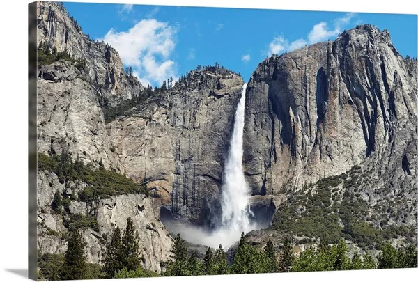 View of Yosemite Falls in SPRING, Yosemite National Park, California, Canvas Wall Art, 60x40, Great Big Canvas