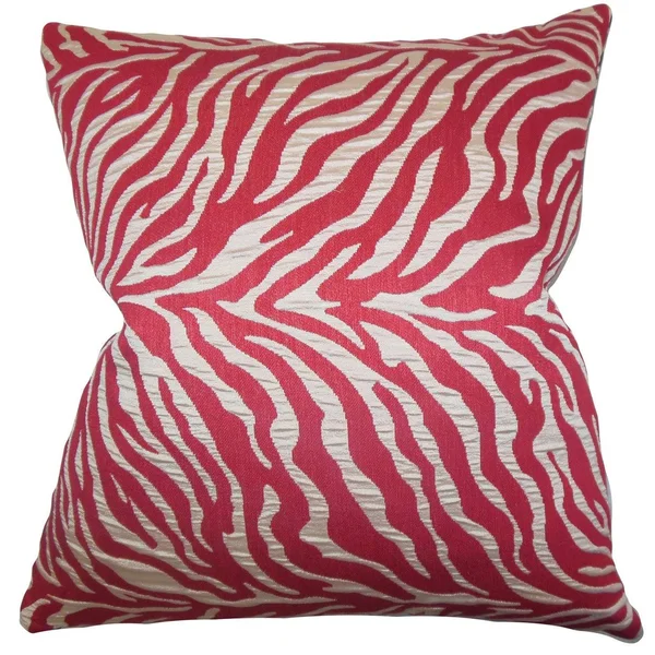 The Pillow Collection Helaine Zebra Print Euro Sham Red, Queen