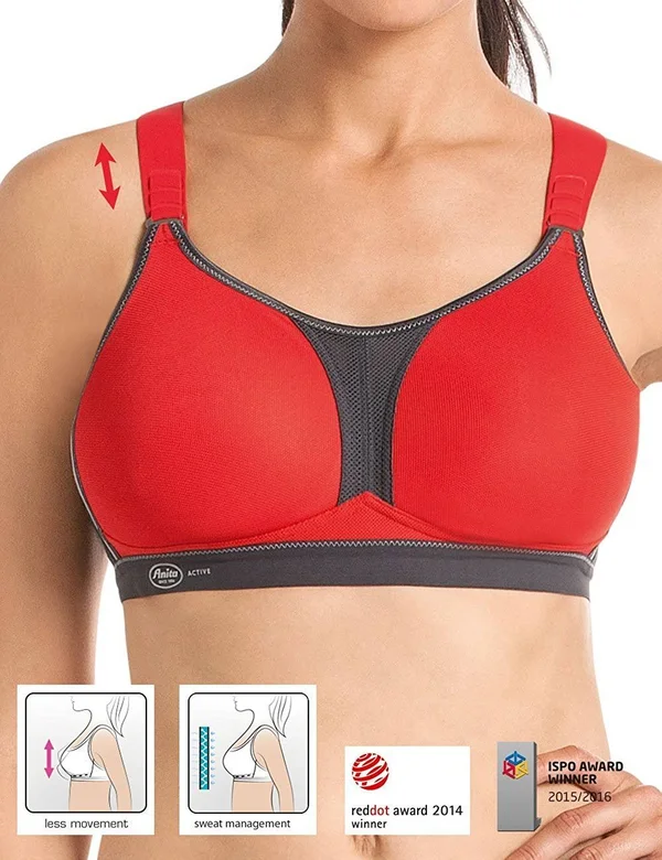 Anita Active Dynamix Star Max Support Sports Bra, Black and Anthracite