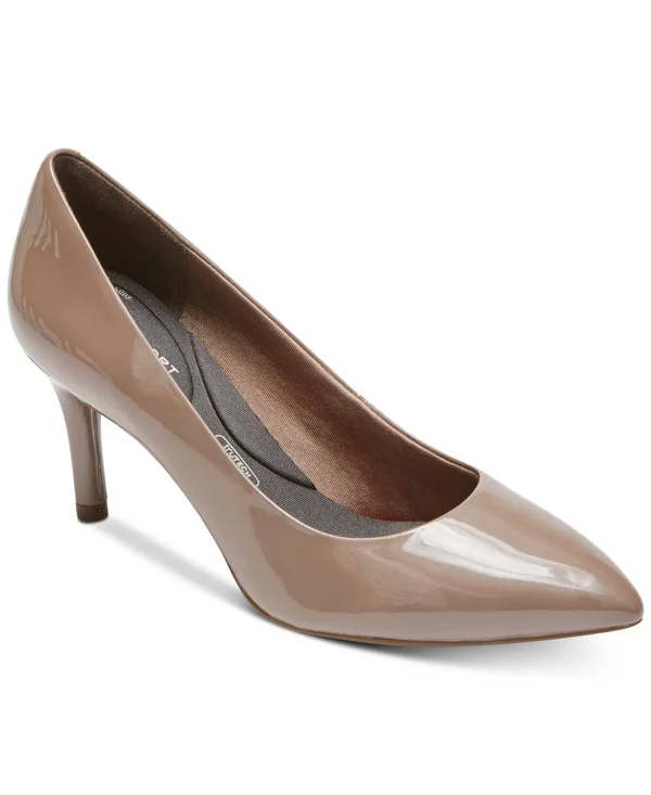 Rockport Women's Total Motion 75mm Pointed Toe Pump - Size: 7.5, Taupe Grey Patent