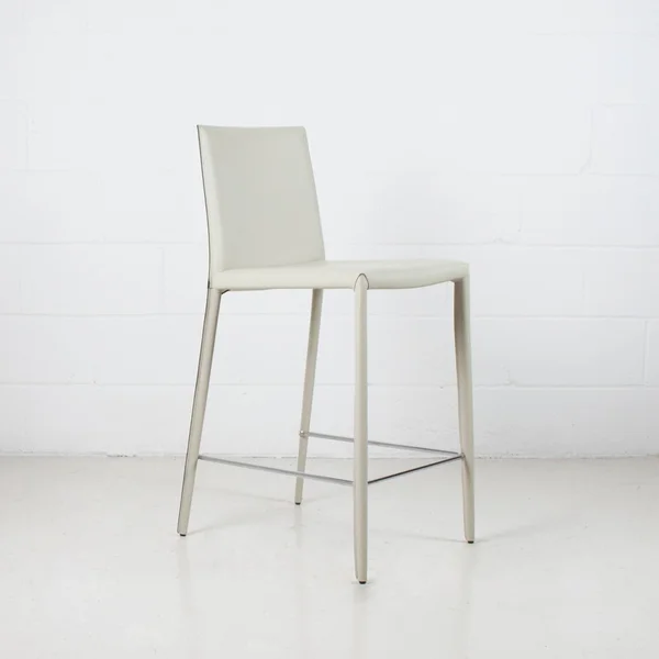 Prima Modern Leather & Metal Counter Stool - Contract Grade - Stone