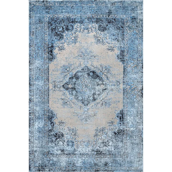 nuLOOM Faded Vintage Medallion Area Rug - 6& 7x22 x 9& - Dark Gray