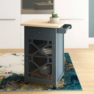 Adayre Amelie Kitchen Cart Ebern Designs Base Finish: Antique Navy