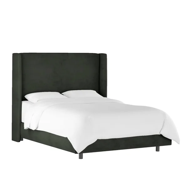 Twin Antwerp Wingback Bed Pewter Gray Velvet - Project 62