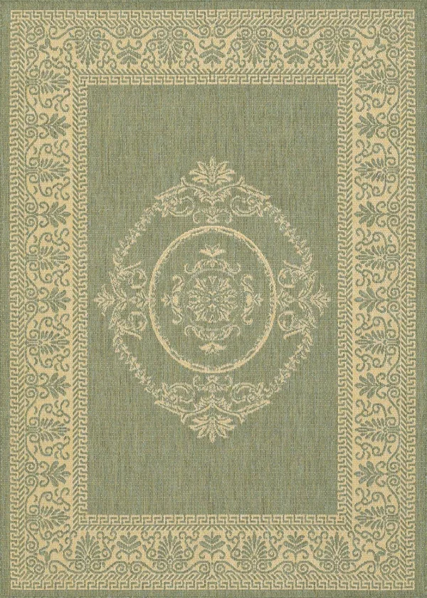 Couristan Recife Antique Medallion Area Rug, Green/Natural, 8&6x22 Round