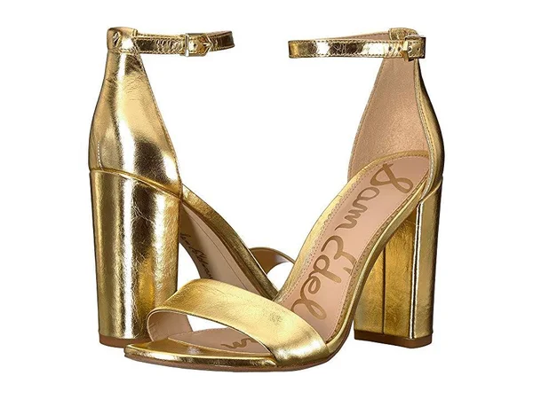 Women's Sam Edelman Yaro Ankle Strap Sandal, Size 9.5 M - Metallic