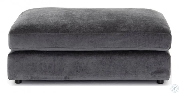 Four Hands Bloor Ottoman, Charcoal Worn Velvet