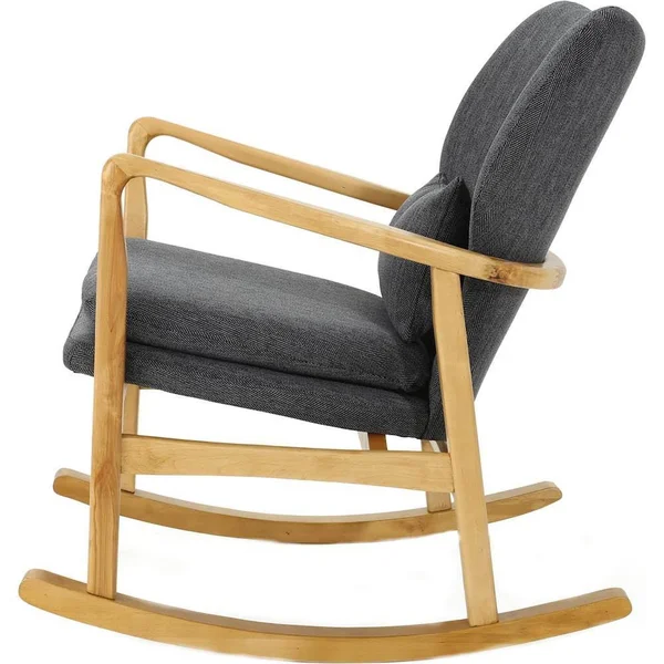 Noble House RYKER Mid Century Modern Fabric Rocking Chair - Dark Slate
