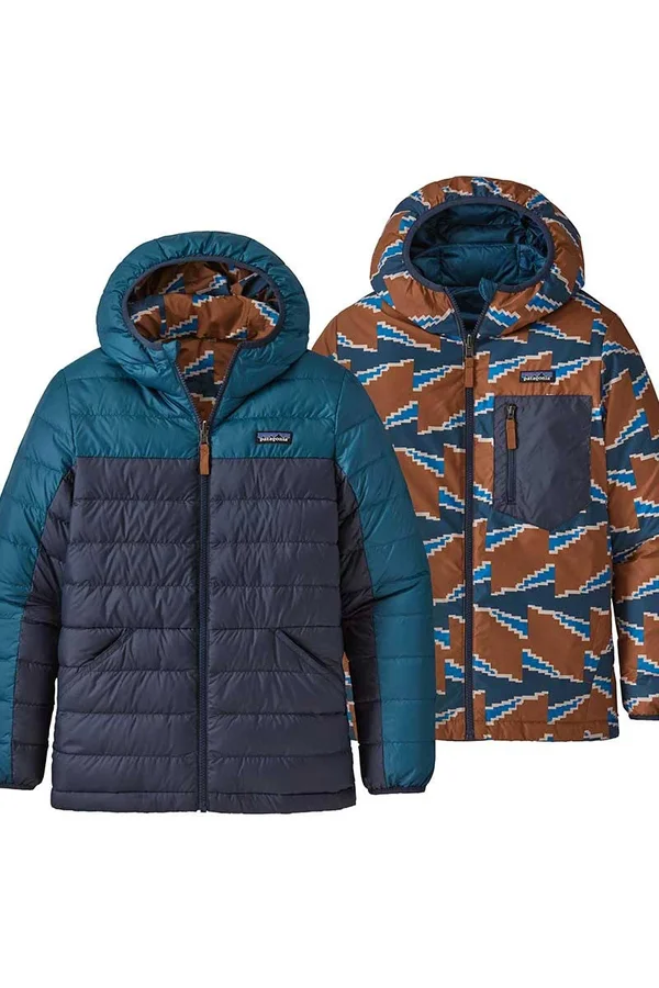 Patagonia Reversible Down Hooded Sweater - Boys& Garden Green, XL