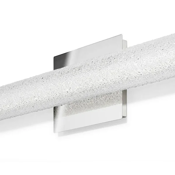 Ronan 20x22 LED, Dimmable, Vanity Light, 3000K Warm White, Chrome, Crystal-Like Textured Glass, Contemporary Transitional, Verti