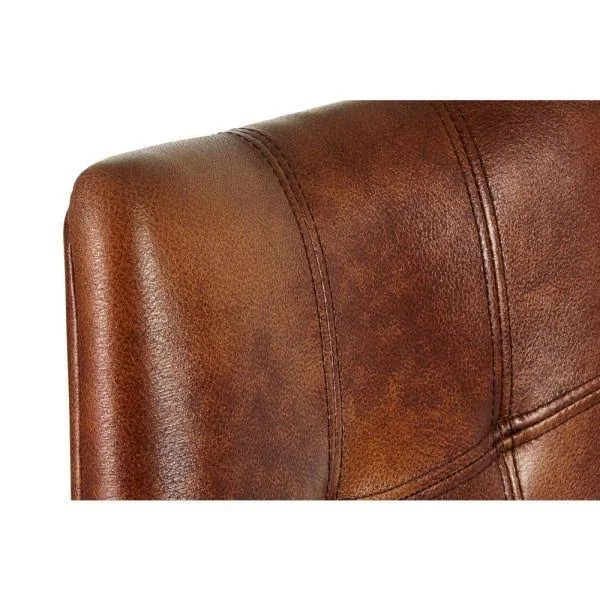 Home Decorators Collection Ivers Black Metal Upholstered Bar Stool with Back and Antique Brown Seat (18.5 in. W x 45 in. H) - Ant