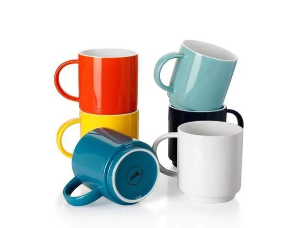 Sweese 616.002 Stackable Coffee Cups - 10 Ounce for Specialty Coffee Drinks - Cappuccino, Cafe Mocha, Latte and Tea, Set of 6, Ho