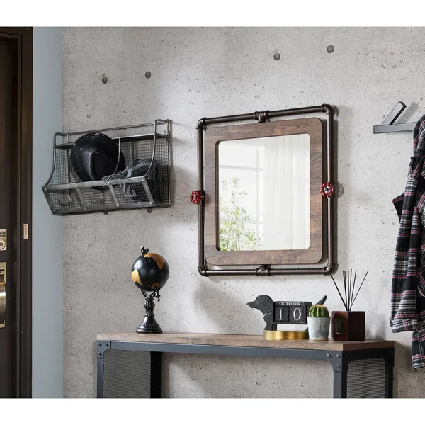 Clarmonte Industrial Accent Wall Mirror - Brown - Large