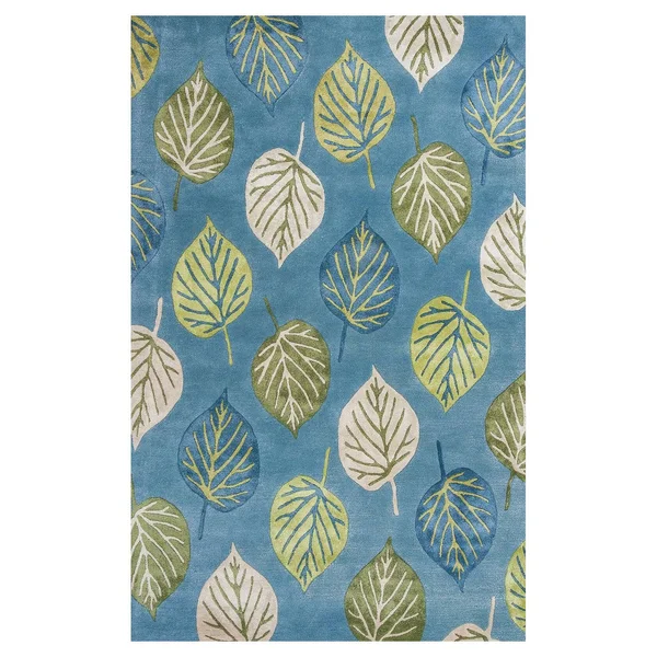 Kas Florence 4584 Leaves 5' Round Ocean Blue Rug