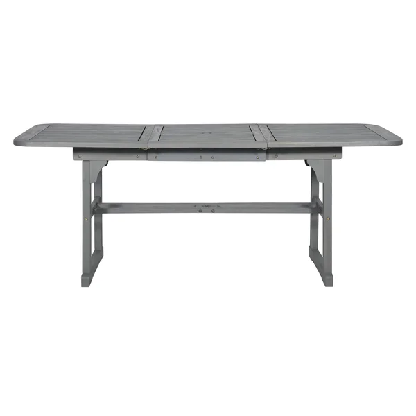 Extendable Outdoor Wood Patio Dining Table - Grey Wash, Gray