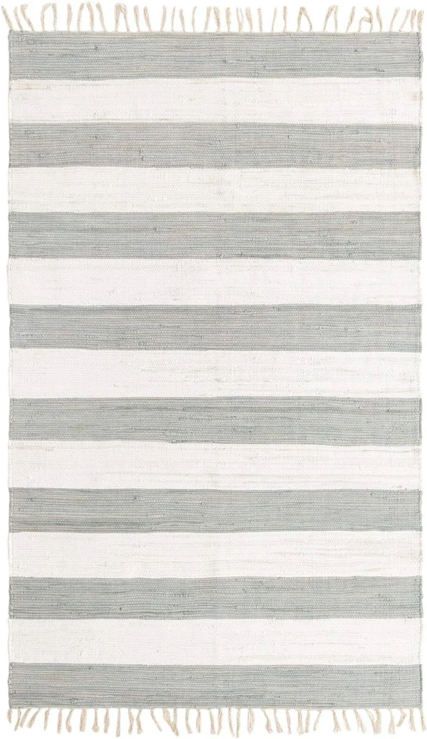 Unique Loom Striped Chindi Rag Rug, Gray (5& 0 x 8& 0)