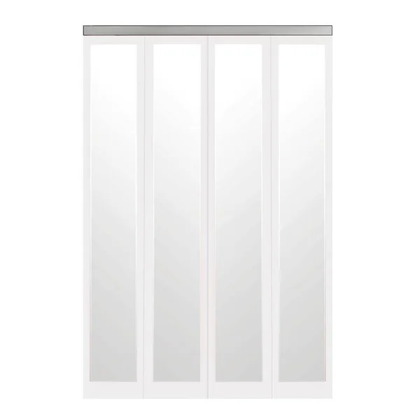 Impact Plus 71 in. x 80 in. Mir-Mel Primed Mirror Solid Core MDF Full-Lite Interior Closet Wood Bi-Fold Door with Chrome Trim
