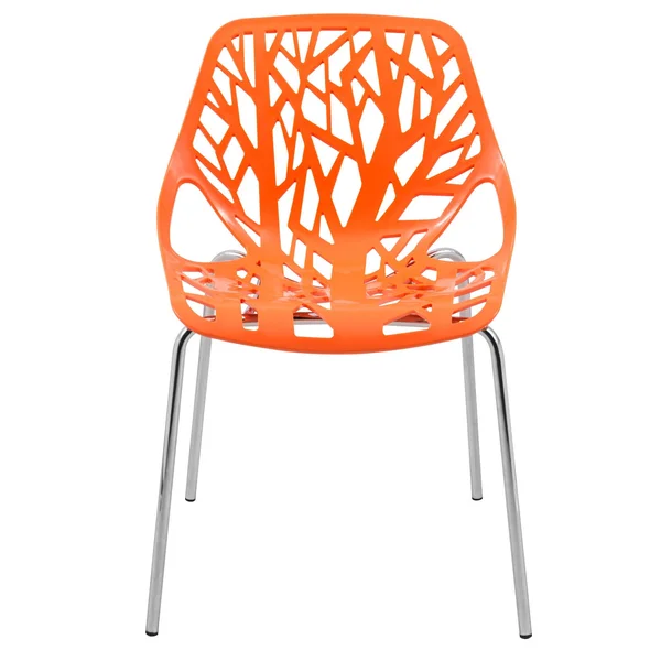 LeisureMod Asbury Orange Open Back Chrome Dining Side Chair Set of 4
