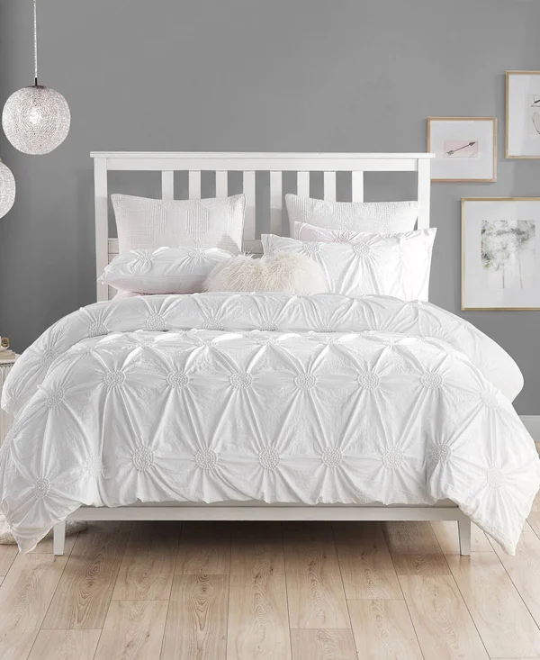 Cathay Swift Home Elegant Ruched Duvet Cover Set Full/Queen Indigo