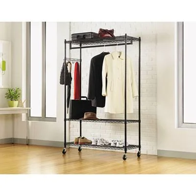 Alera Wire Shelving Stand Alone Garment Rack - Black