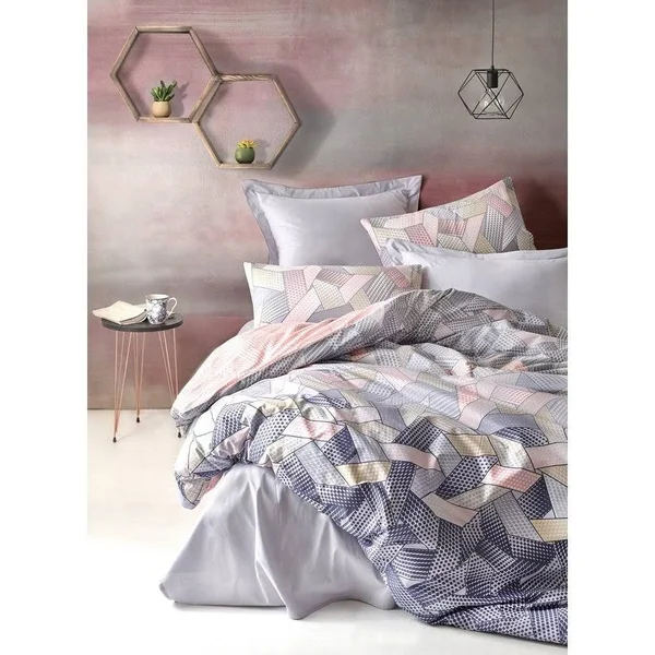 Sussexhome Blush in Gray Full Size Duvet Cover Set - Hypoallergenic - Queen