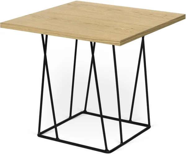 Temahome Helix 20x20 Side Table, Oak, Black Lacquered Steel
