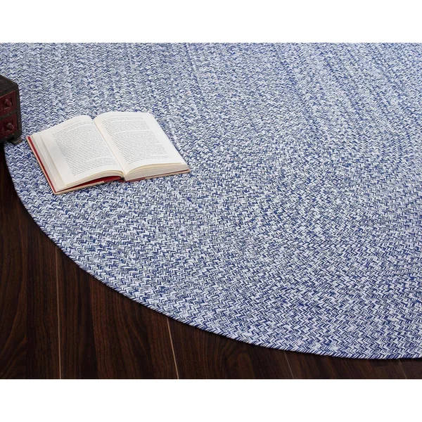 Farmhouse Cotton Hand Made Braided Area Rug, Blue, 2' x 6'