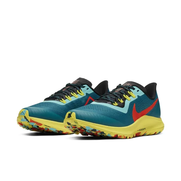 Women's Nike Air Zoom Pegasus 36 Trail Running Shoe - Color: Geode Teal/Bright Crimson (Regular Width) - Size: 8.5