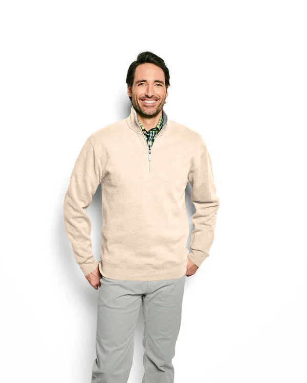 Men's Signature Softest Quarter-Zip Pullover Sweatshirt, Natural Heather, Size Medium, Cotton, Orvis