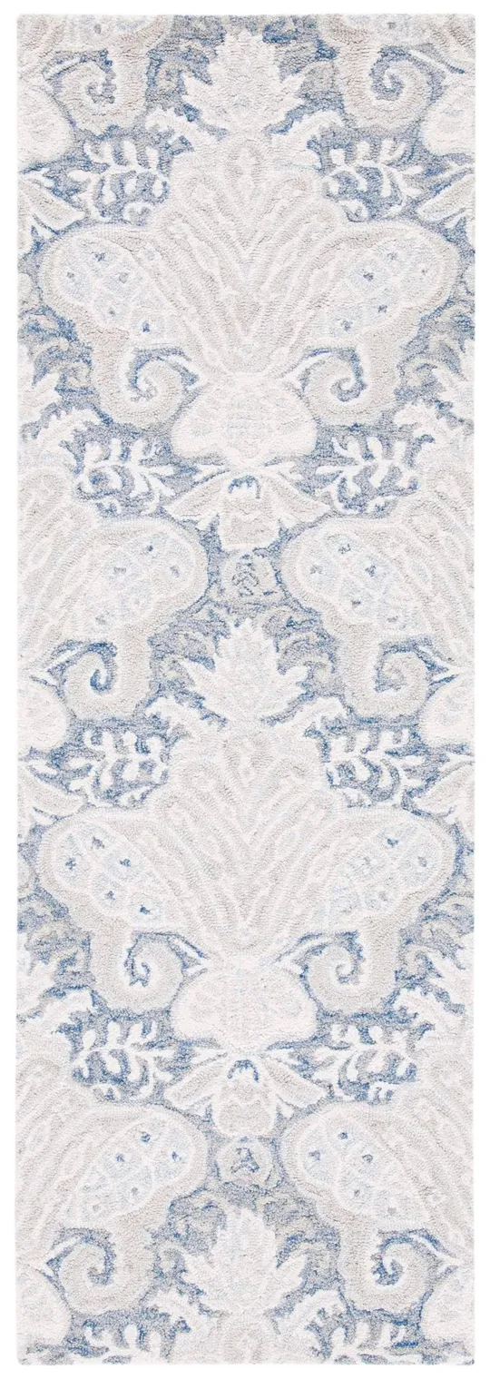 Safavieh Micro-Loop Rug Collection MLP539M - Blue, Ivory - 2&-3x22 x 7&
