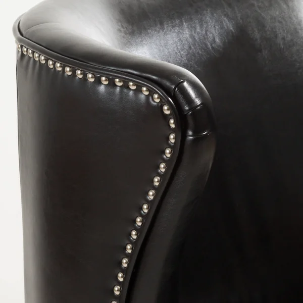 Jameson Tall Wingback Black Leather Club Chair